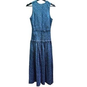 Apiece Apart Siempre Tank Maxi Dress Blue Floral Smocked Organic Cotton XS/S